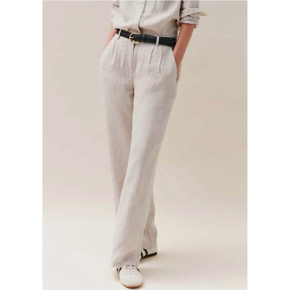 Quince 100% European Pleated Trouser Flax Wide Leg Pants - 16